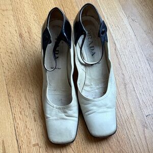 Prada Women's Black and Cream Heels